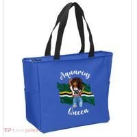 Afro Aquarius Queen From Dominica Zodiac Birthday Gift Tote Bag thumb 2