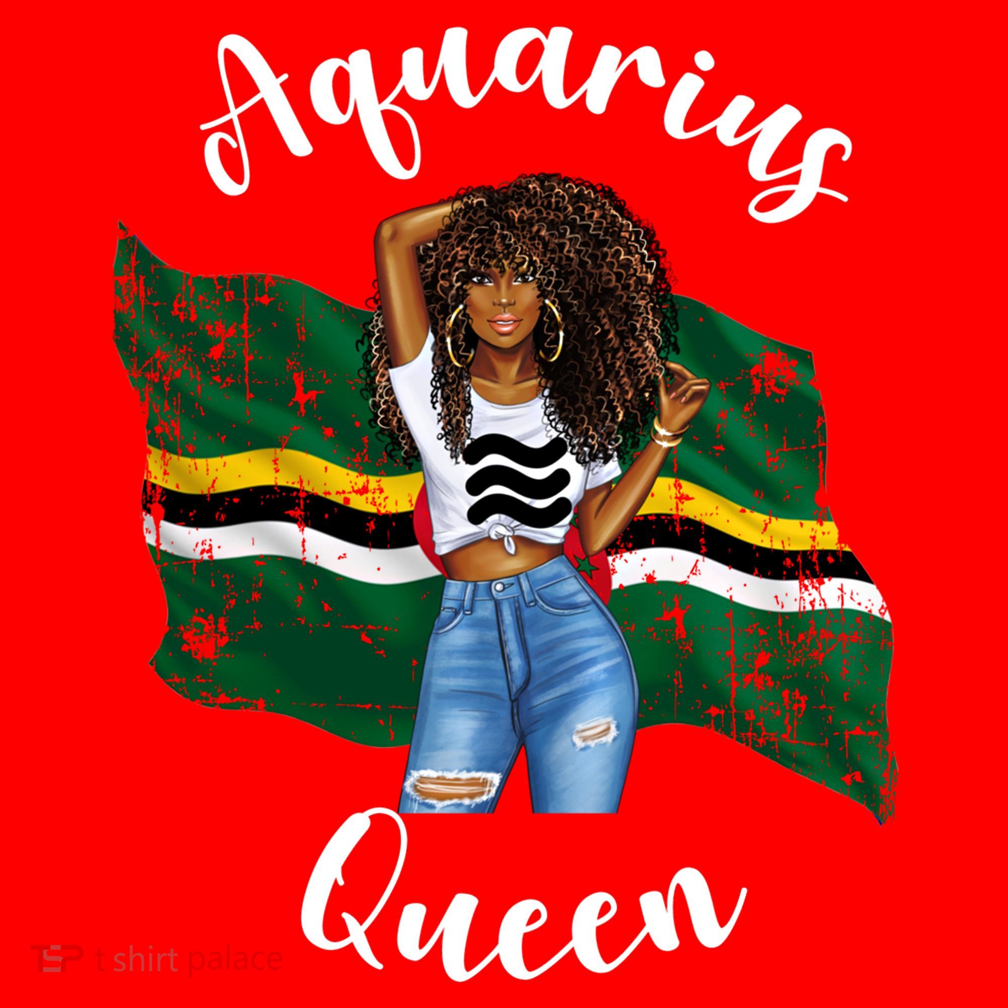 Afro Aquarius Queen From Dominica Zodiac Birthday Gift Santa Hat