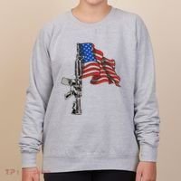 Ar15 Assault Rifle Usa Flag Gun Distressed American Flag Women's Sweatshirt thumb 0
