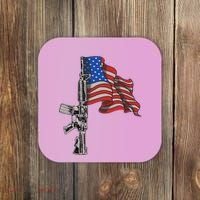 Ar15 Assault Rifle Usa Flag Gun Distressed American Flag Coaster thumb 0