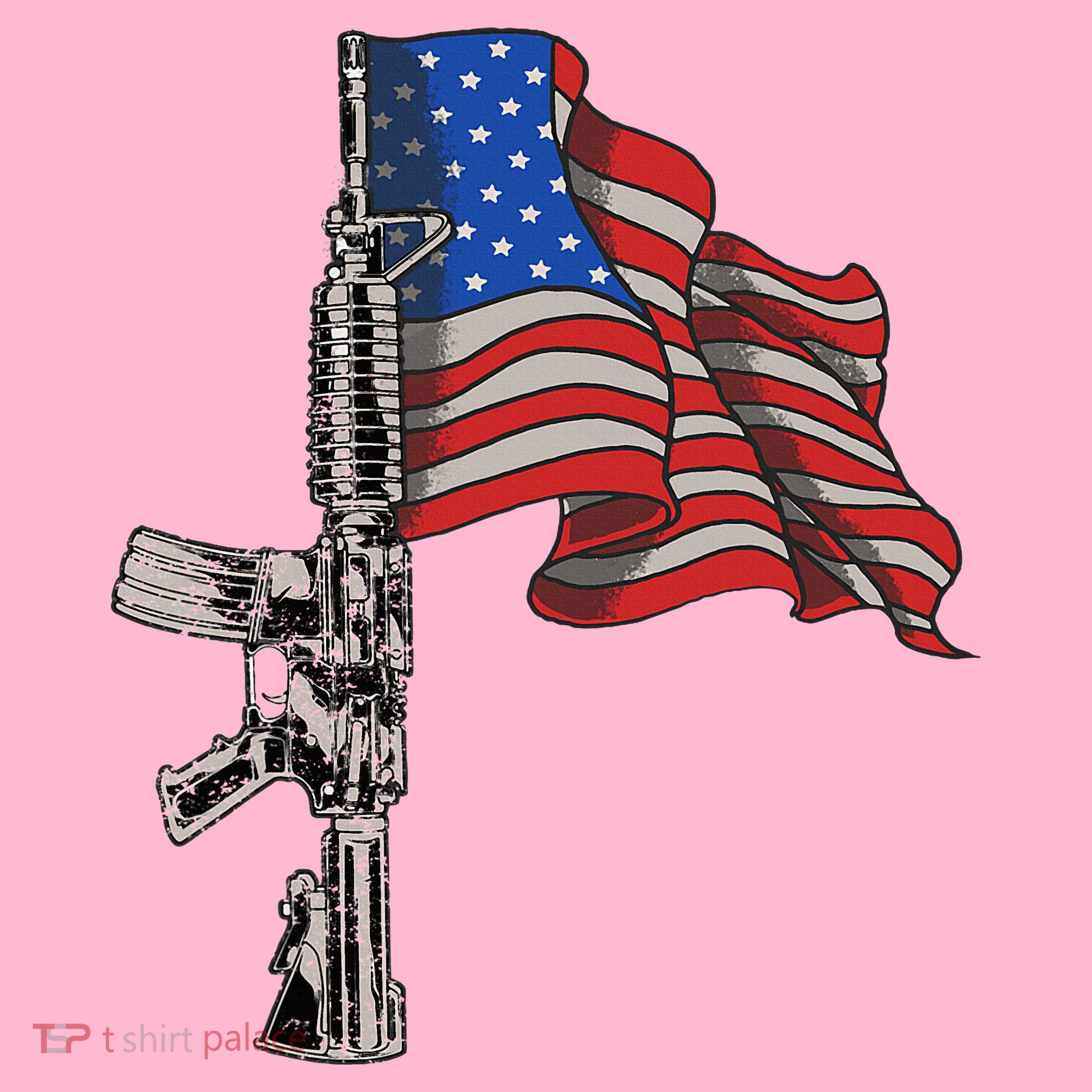 Ar15 Assault Rifle Usa Flag Gun Distressed American Flag Coaster