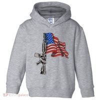 Ar15 Assault Rifle Usa Flag Gun Distressed American Flag Toddler Hoodie thumb 0