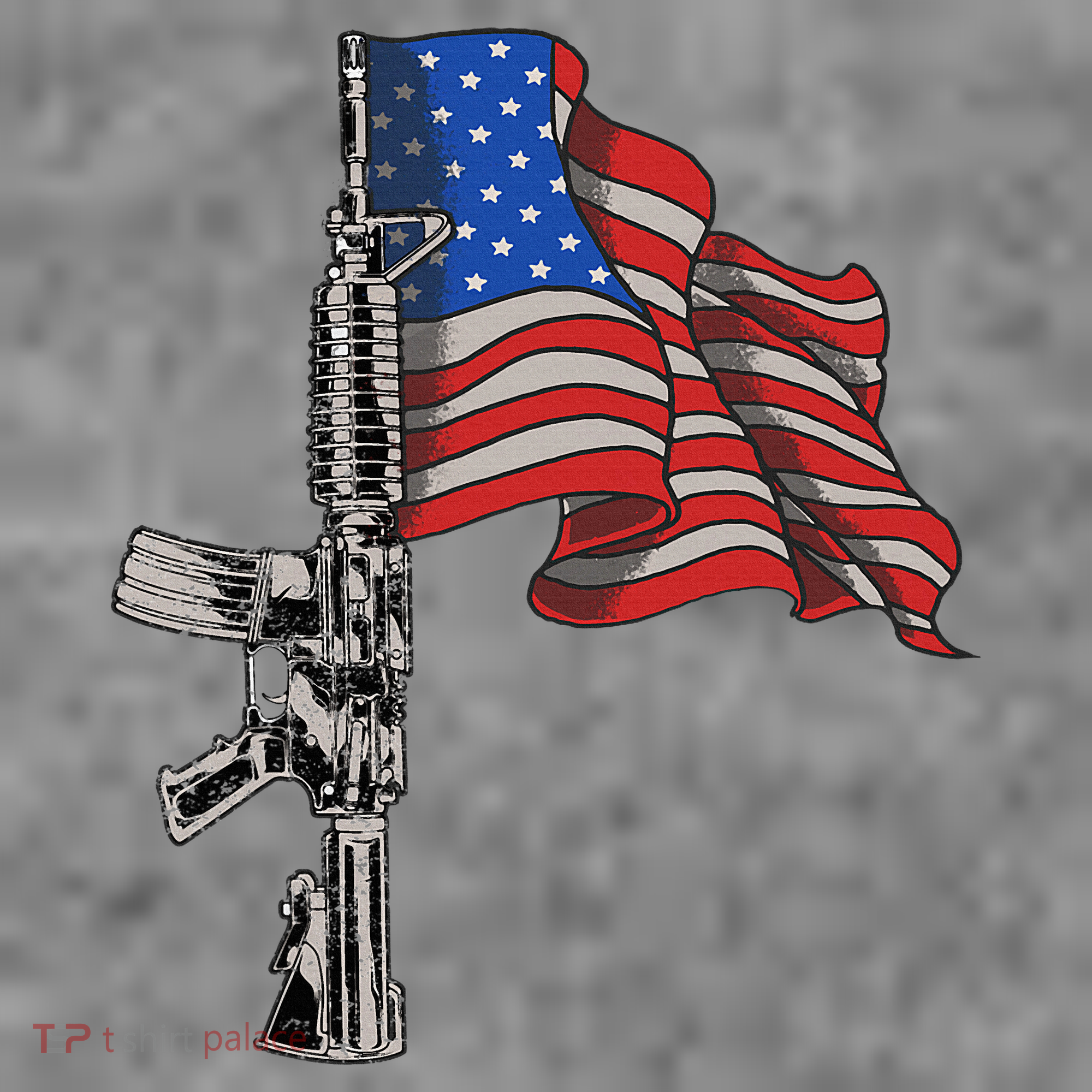 Ar15 Assault Rifle Usa Flag Gun Distressed American Flag Toddler Hoodie