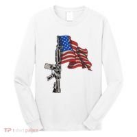 Ar15 Assault Rifle Usa Flag Gun Distressed American Flag Long Sleeve Shirt thumb 0