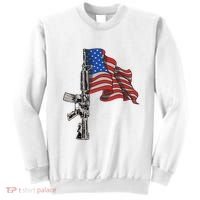 Ar15 Assault Rifle Usa Flag Gun Distressed American Flag Sweatshirt thumb 0