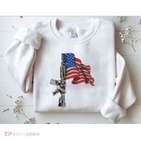 Ar15 Assault Rifle Usa Flag Gun Distressed American Flag Sweatshirt thumb 2