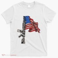 Ar15 Assault Rifle Usa Flag Gun Distressed American Flag T-Shirt thumb 0