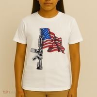 Ar15 Assault Rifle Usa Flag Gun Distressed American Flag T-Shirt thumb 4
