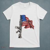 Ar15 Assault Rifle Usa Flag Gun Distressed American Flag T-Shirt thumb 5