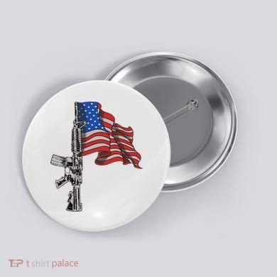 Ar15 Assault Rifle Usa Flag Gun Distressed American Flag Button