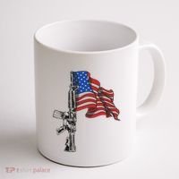 Ar15 Assault Rifle Usa Flag Gun Distressed American Flag Coffee Mug thumb 1
