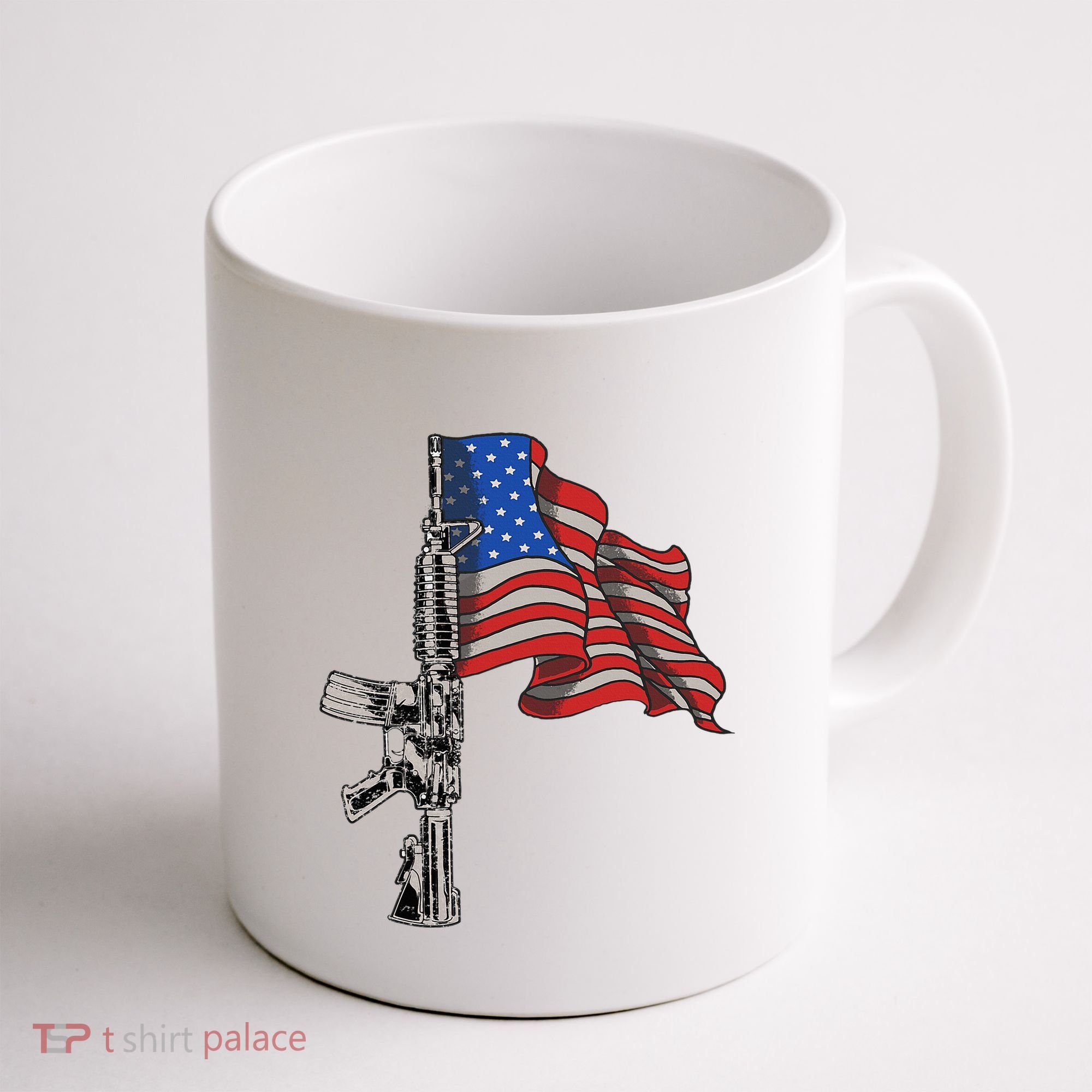 Ar15 Assault Rifle Usa Flag Gun Distressed American Flag Coffee Mug