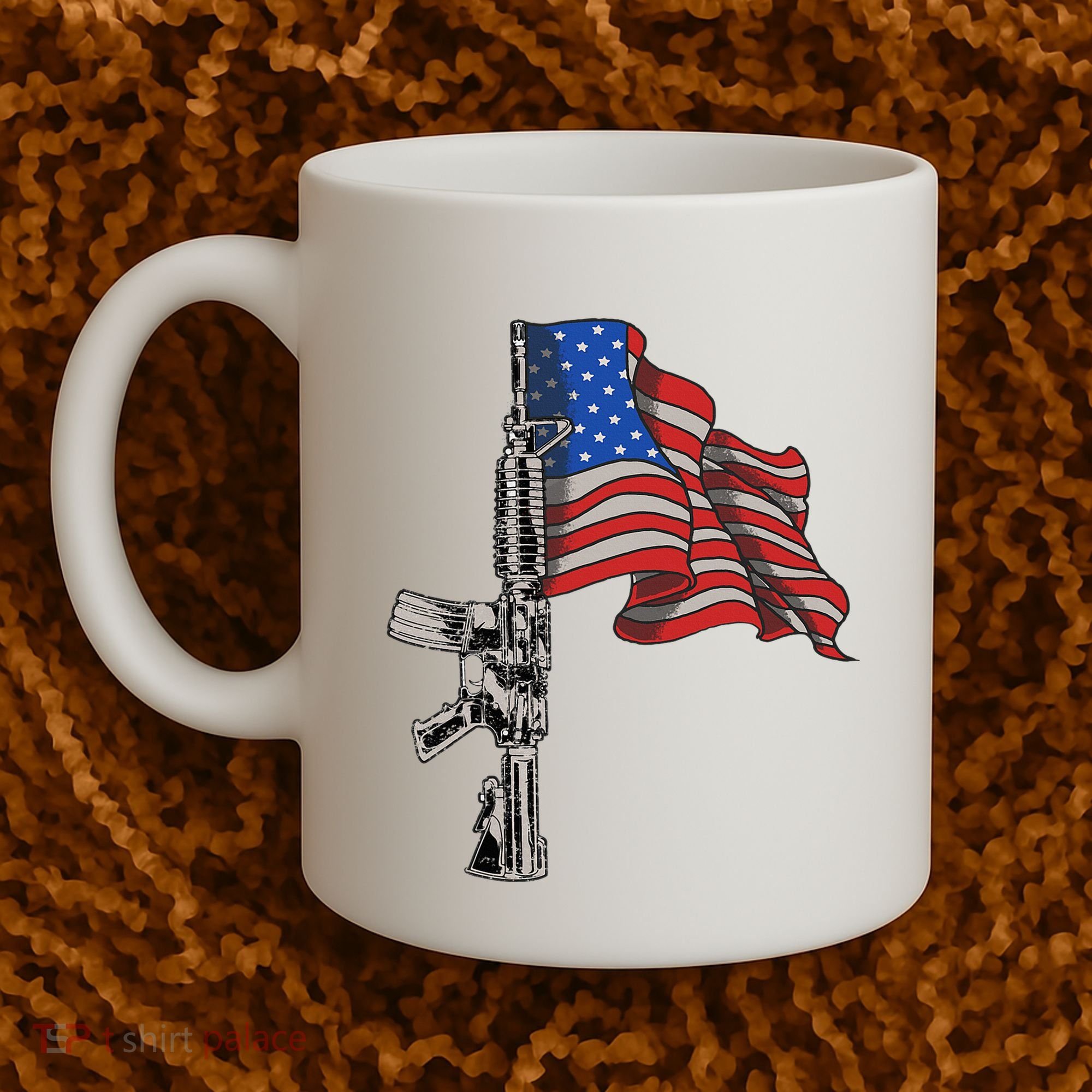 Ar15 Assault Rifle Usa Flag Gun Distressed American Flag Coffee Mug