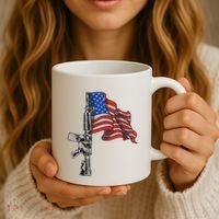 Ar15 Assault Rifle Usa Flag Gun Distressed American Flag Coffee Mug thumb 3