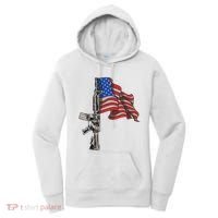 Ar15 Assault Rifle Usa Flag Gun Distressed American Flag Women's Hoodie thumb 0