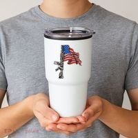 Ar15 Assault Rifle Usa Flag Gun Distressed American Flag Tumbler thumb 2
