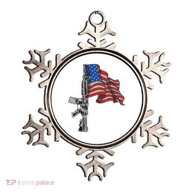 Ar15 Assault Rifle Usa Flag Gun Distressed American Flag Ornament