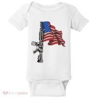 Ar15 Assault Rifle Usa Flag Gun Distressed American Flag Baby Bodysuit thumb 0