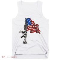 Ar15 Assault Rifle Usa Flag Gun Distressed American Flag Tank Top thumb 0