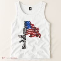 Ar15 Assault Rifle Usa Flag Gun Distressed American Flag Tank Top thumb 2