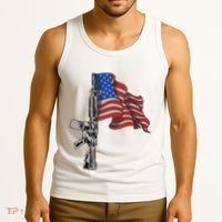 Ar15 Assault Rifle Usa Flag Gun Distressed American Flag Tank Top thumb 3