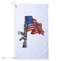Ar15 Assault Rifle Usa Flag Gun Distressed American Flag Golf Towel thumb 0