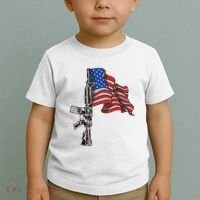 Ar15 Assault Rifle Usa Flag Gun Distressed American Flag Toddler T-Shirt thumb 2