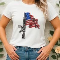 Ar15 Assault Rifle Usa Flag Gun Distressed American Flag Women's T-Shirt thumb 2