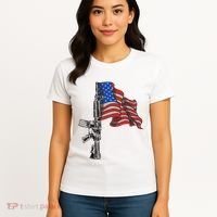 Ar15 Assault Rifle Usa Flag Gun Distressed American Flag Women's T-Shirt thumb 4