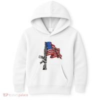 Ar15 Assault Rifle Usa Flag Gun Distressed American Flag Kids Hoodie thumb 0