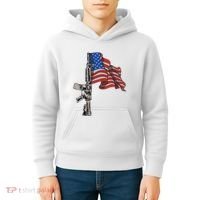 Ar15 Assault Rifle Usa Flag Gun Distressed American Flag Kids Hoodie thumb 4