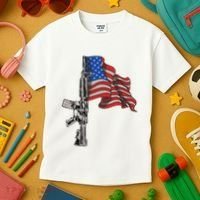 Ar15 Assault Rifle Usa Flag Gun Distressed American Flag Kids T-Shirt thumb 3