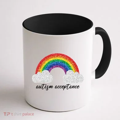 Autism Acceptance Rainbow Coffee Mug back
