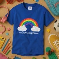 Autism Acceptance Rainbow Kids T-Shirt thumb 3