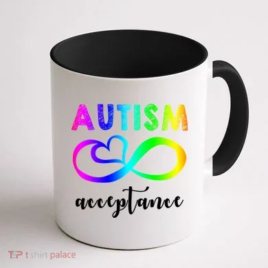 Autism Acceptance Rainbow Coffee Mug back