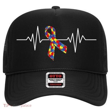 Autism Awareness Ribbon Heartbeat Hat