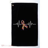 Autism Awareness Ribbon Heartbeat Golf Towel thumb 0