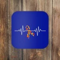 Autism Awareness Ribbon Heartbeat Coaster thumb 0