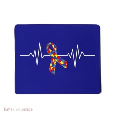 Autism Awareness Ribbon Heartbeat Mousepad