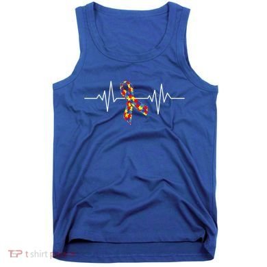 Autism Awareness Ribbon Heartbeat Tank Top