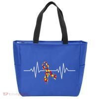 Autism Awareness Ribbon Heartbeat Tote Bag thumb 0