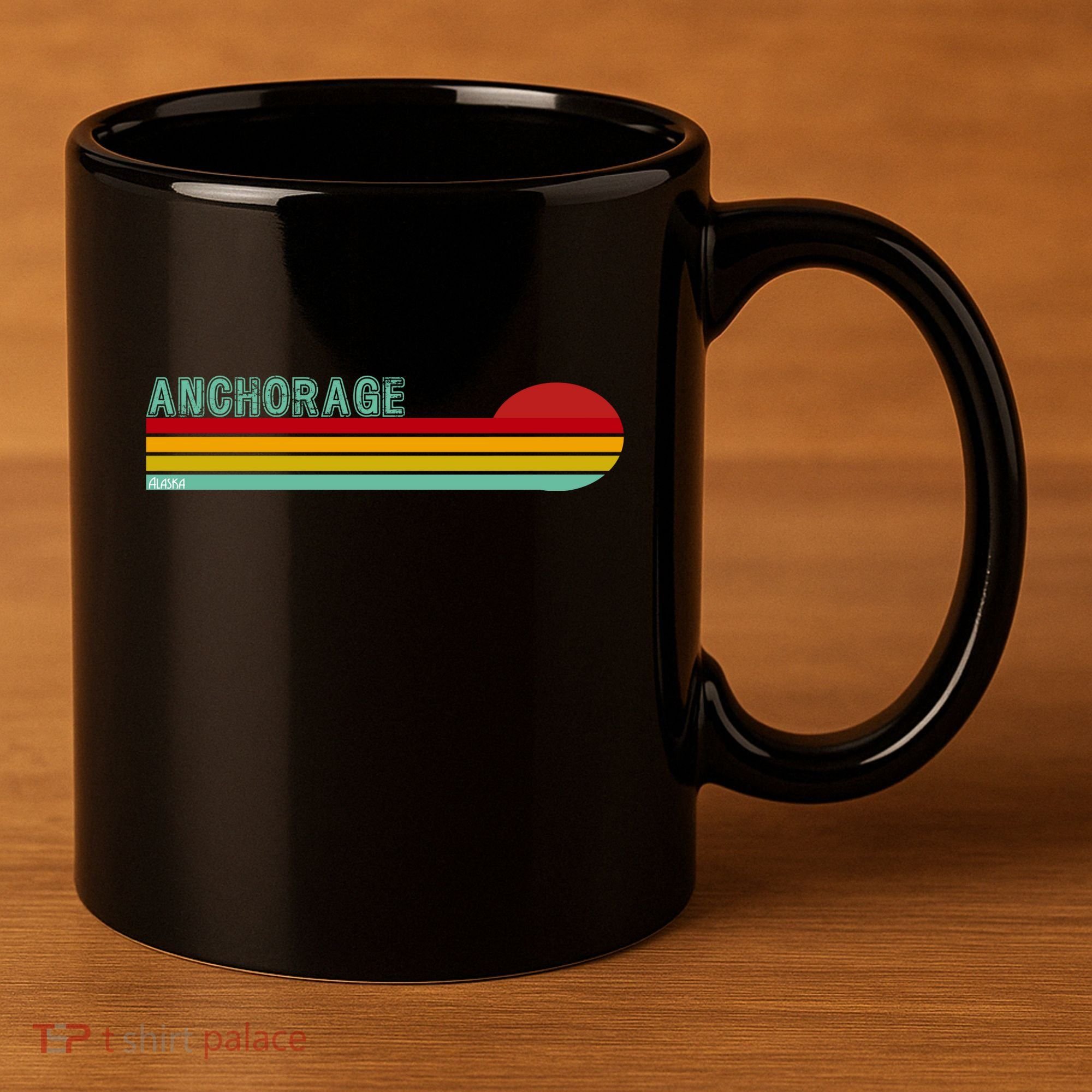 Anchorage Alaska Retro Sunset 11oz C Handle Ceramic Mug
