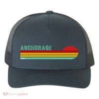 Anchorage Alaska Retro Sunset Yupoong Adult 5-Panel Trucker Hat thumb 0