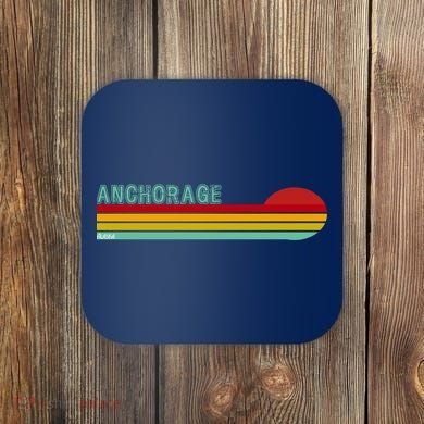 Anchorage Alaska Retro Sunset Coaster