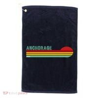 Anchorage Alaska Retro Sunset Golf Towel thumb 0