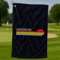 Anchorage Alaska Retro Sunset Golf Towel thumb 1