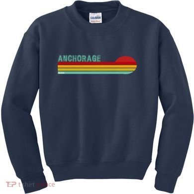 Anchorage Alaska Retro Sunset Kids Sweatshirt