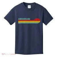Anchorage Alaska Retro Sunset Kids T-Shirt thumb 0