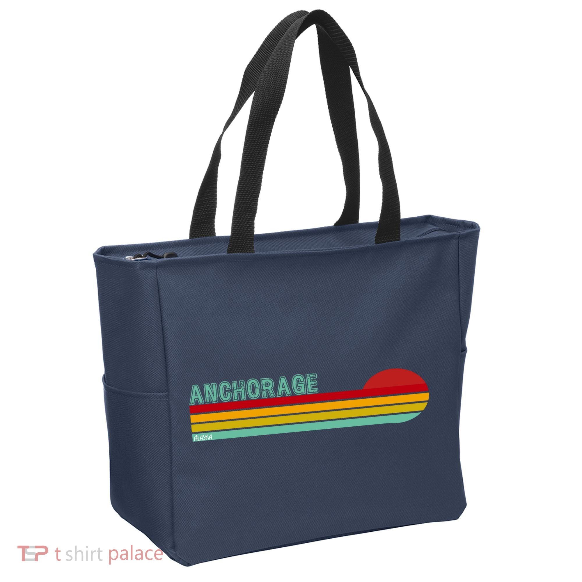 Anchorage Alaska Retro Sunset Tote Bag