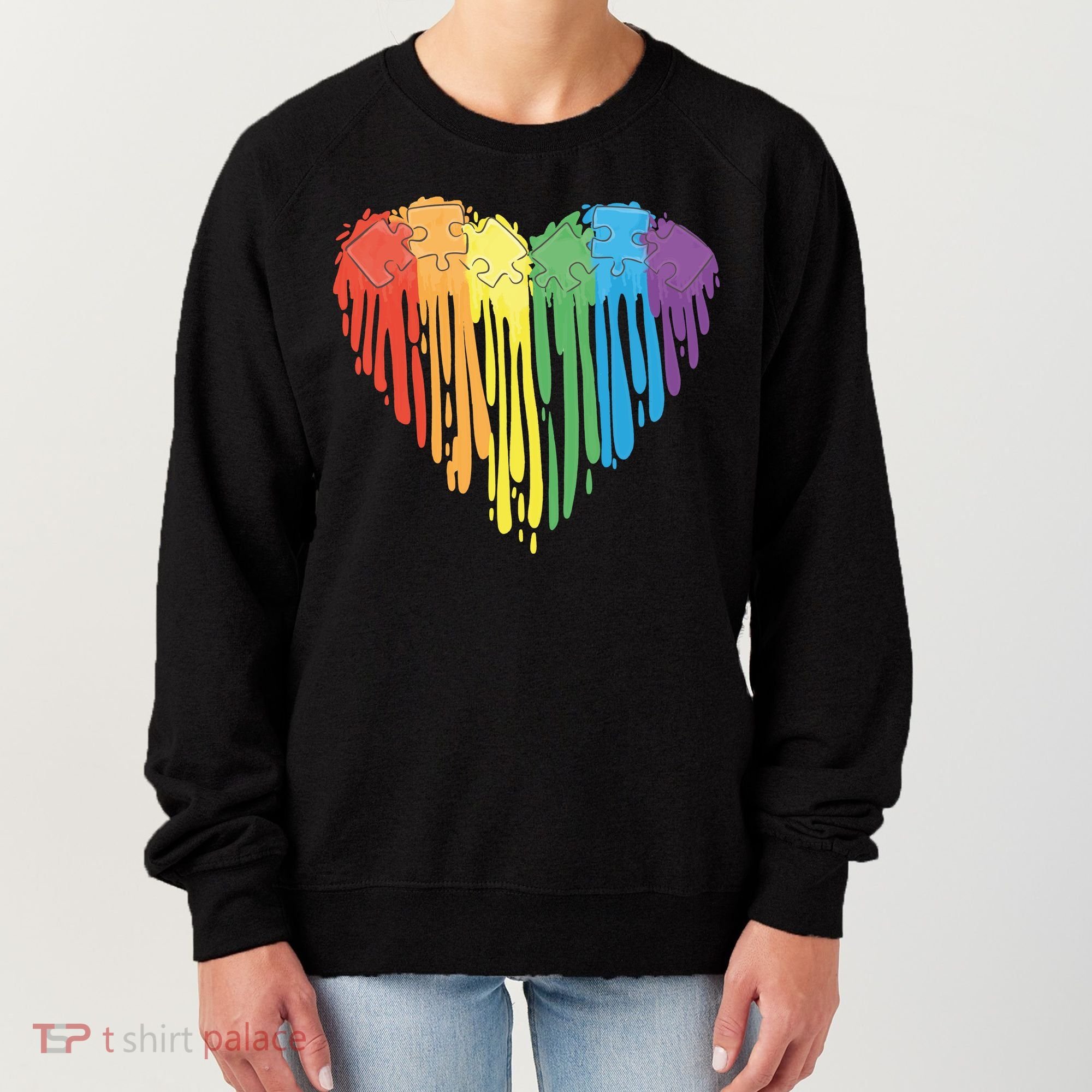 Autism Awareness Rainbow Puzzle Heart Women's Sweatshirt